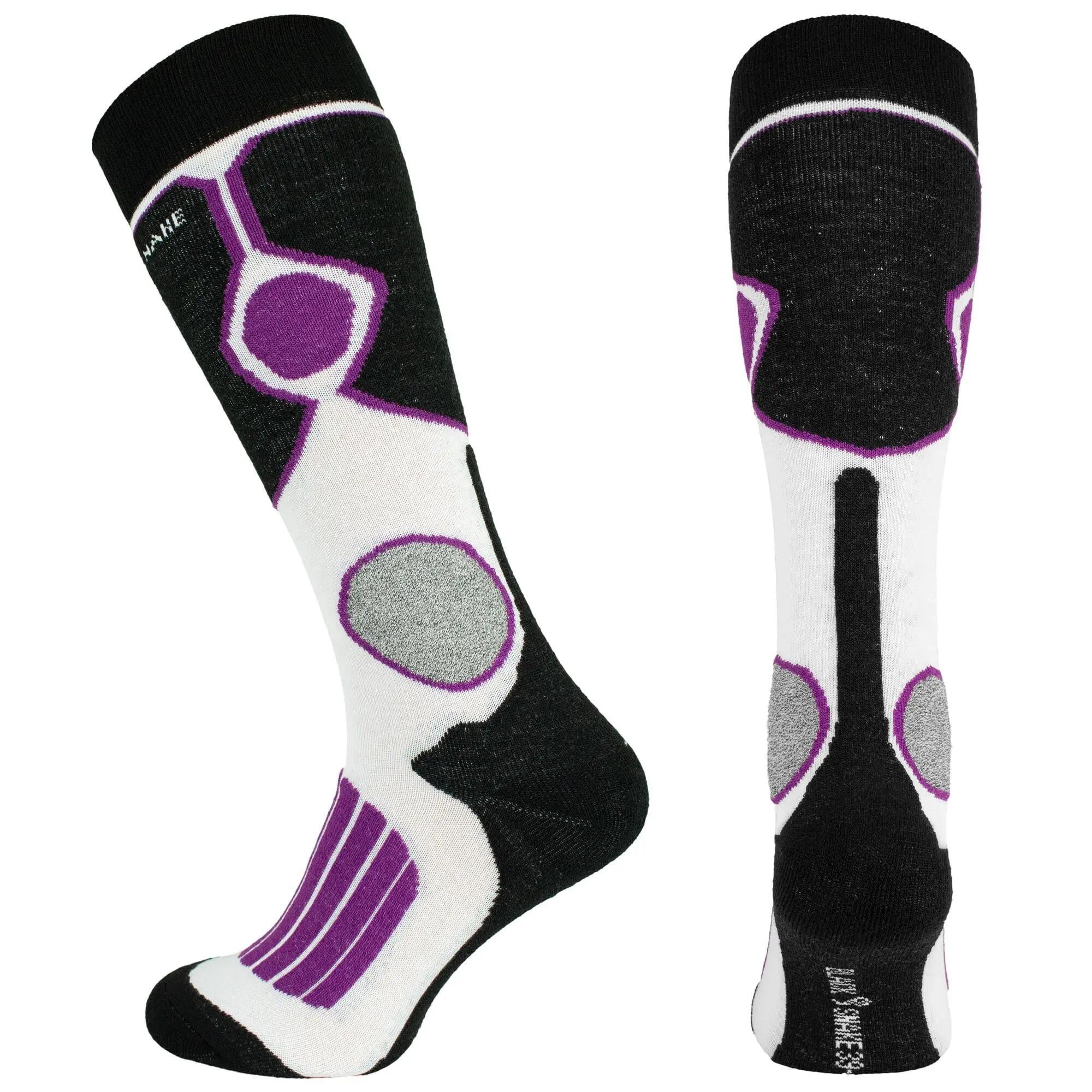 Damen Herren Skisocken kniehoch gepolstert, Wollanteil, Klimasohle, 4er Pack 4/7