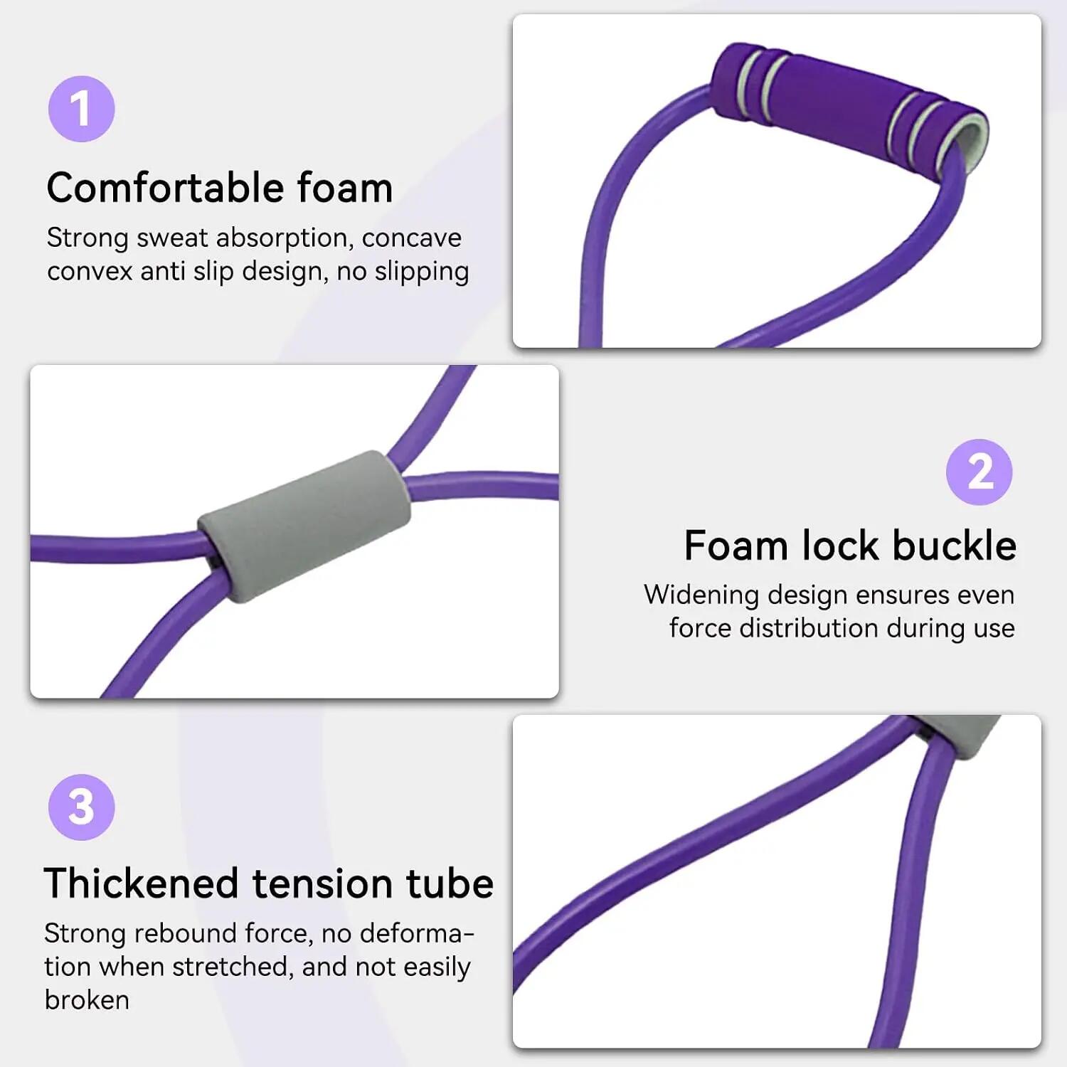 Bande de Résistance en Forme de 8, Bande d'exercice pour Dos Corde Élastique Fit 2/5