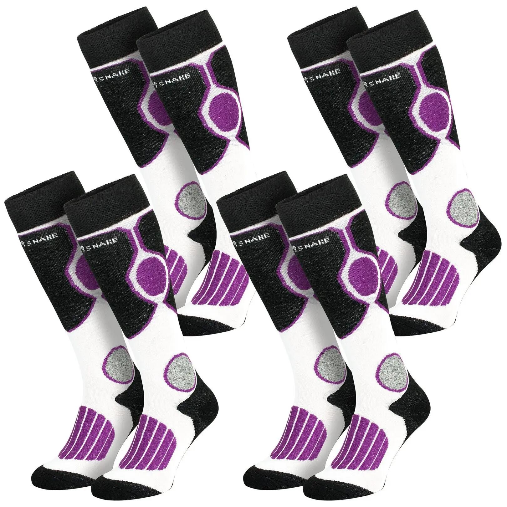 Damen Herren Skisocken kniehoch gepolstert, Wollanteil, Klimasohle, 4er Pack 3/7