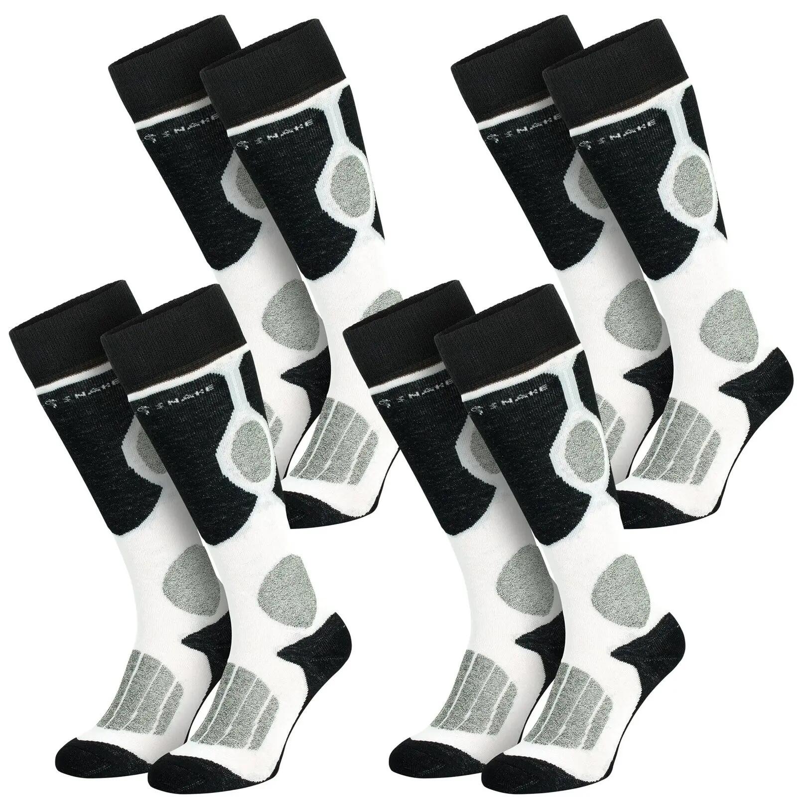 Damen Herren Skisocken kniehoch gepolstert, Wollanteil, Klimasohle, 4er Pack 3/7