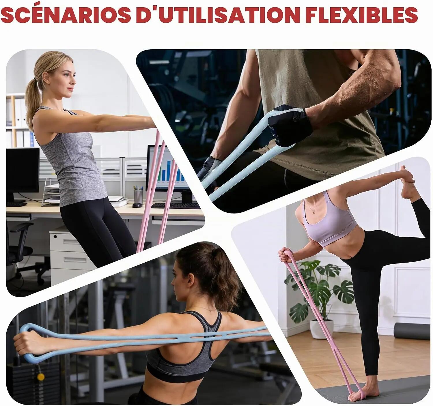 2PCS Bande de Résistance en Forme de 8 - Elastique Musculation pour Fitness 6/6