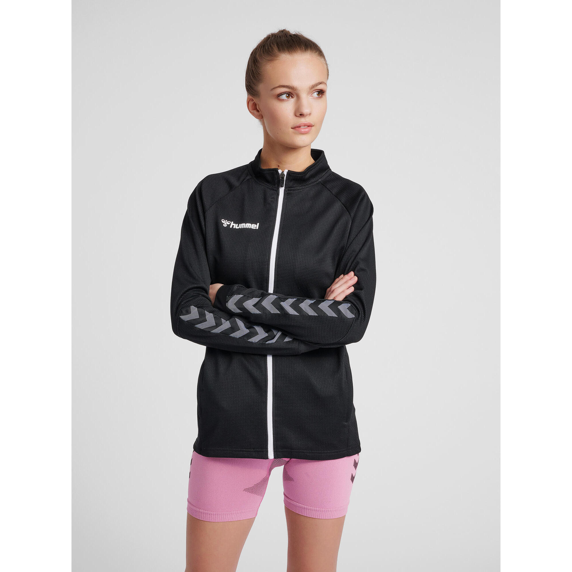 Hummel - Demie-fermeture Éclair Zip Sweat-shirt Hmlauthentic Femme Hummel - Sweat-shirt - Blanc|noir - S - Decathlon