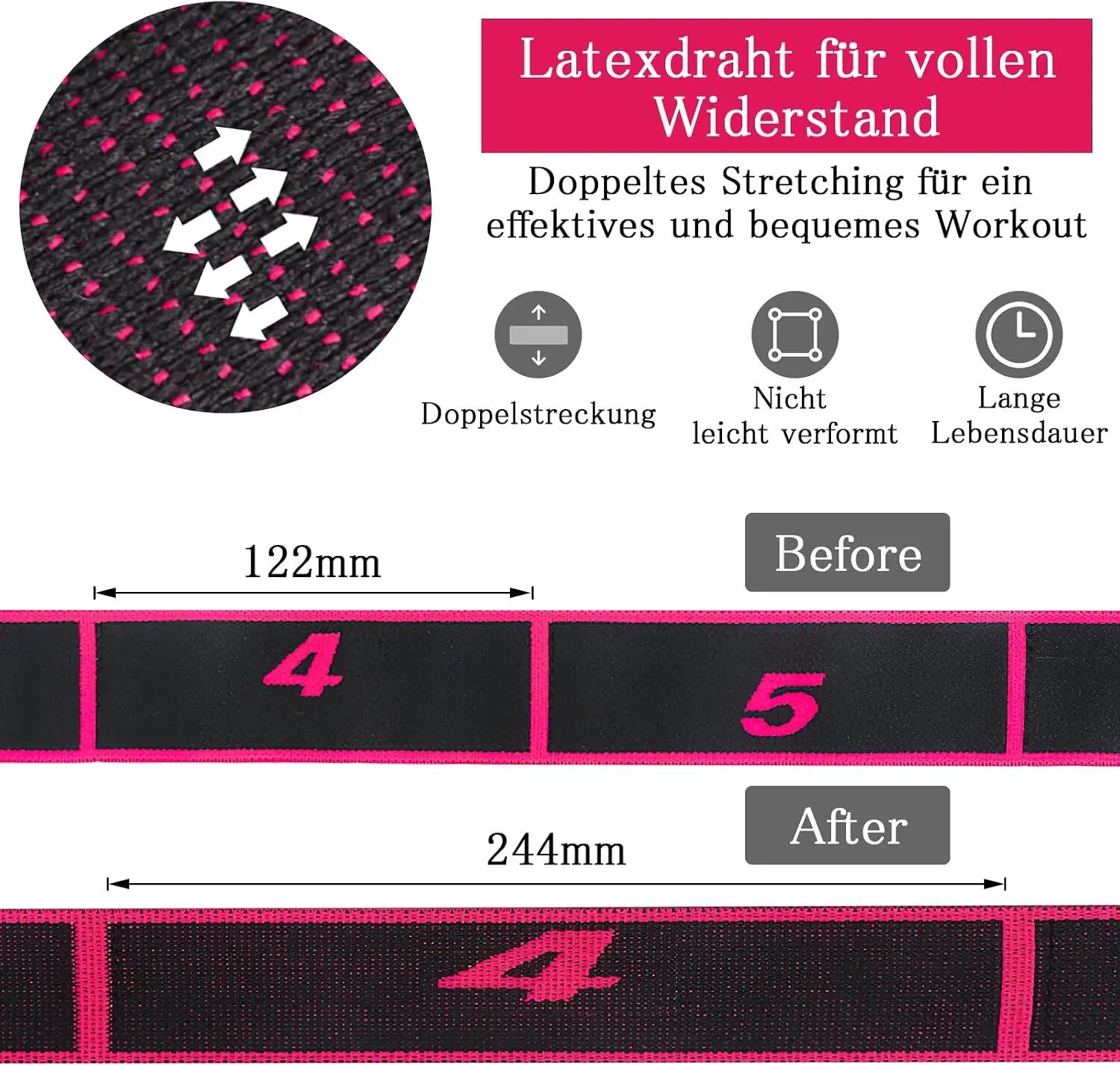 Lot de 2 Bandes de Boucle d'exercice Bandes Latines Extensibles 15-20 kg Bandes 2/4