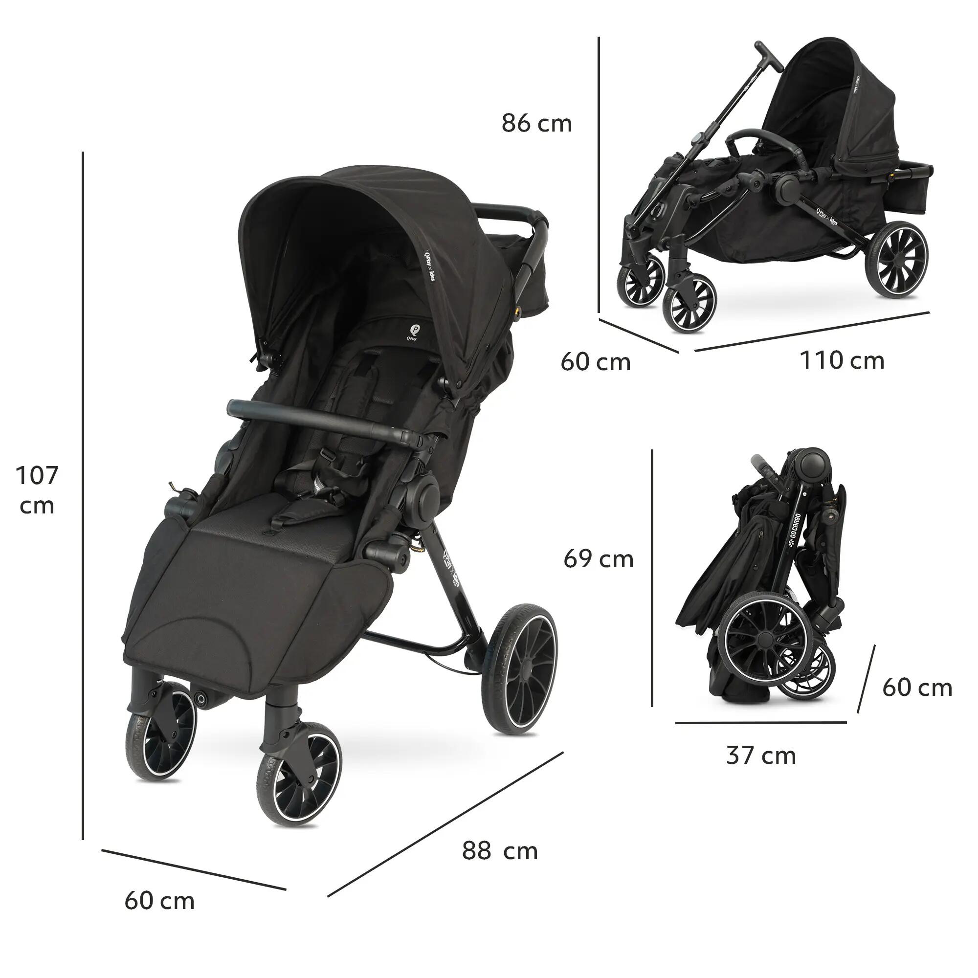 Qplay Go Cargo – Passeggino pieghevole & carrello - Nero 7/7
