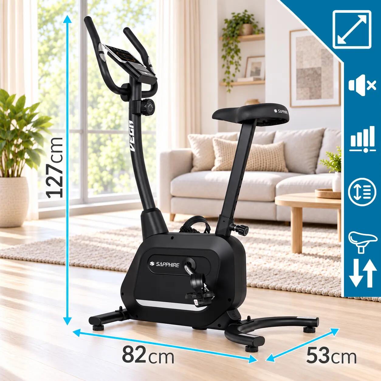 Rower stacjonarny magnetyczny Sapphire SG-540B Vega pomiar pulsu koło 6kg rolki 4/11