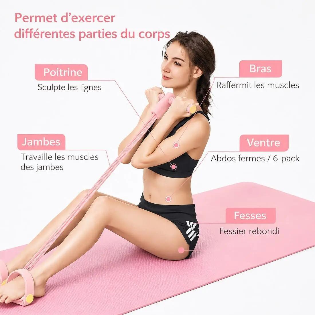 Bande de Résistance à 6 Tubes avec Pédales et Poignées, Élastique de Fitness Mul 2/5