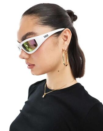 Sport-Sonnenbrille Felix, Cat-Eye, verspiegelt, weiß-schwarz