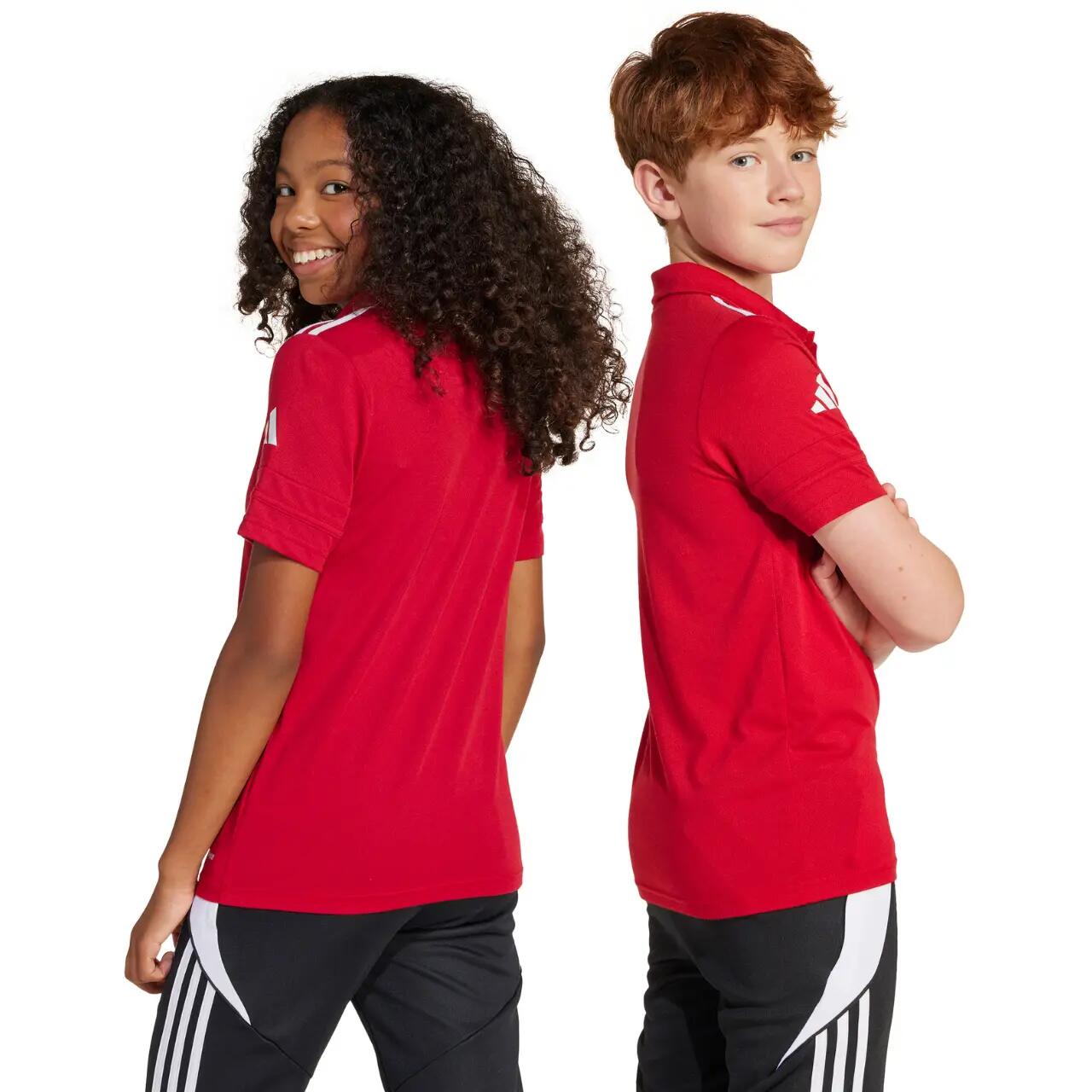 Camiseta polo infantil ADIDAS, mangas curtas, AEROREADY, corte regular, vermelha 3/9