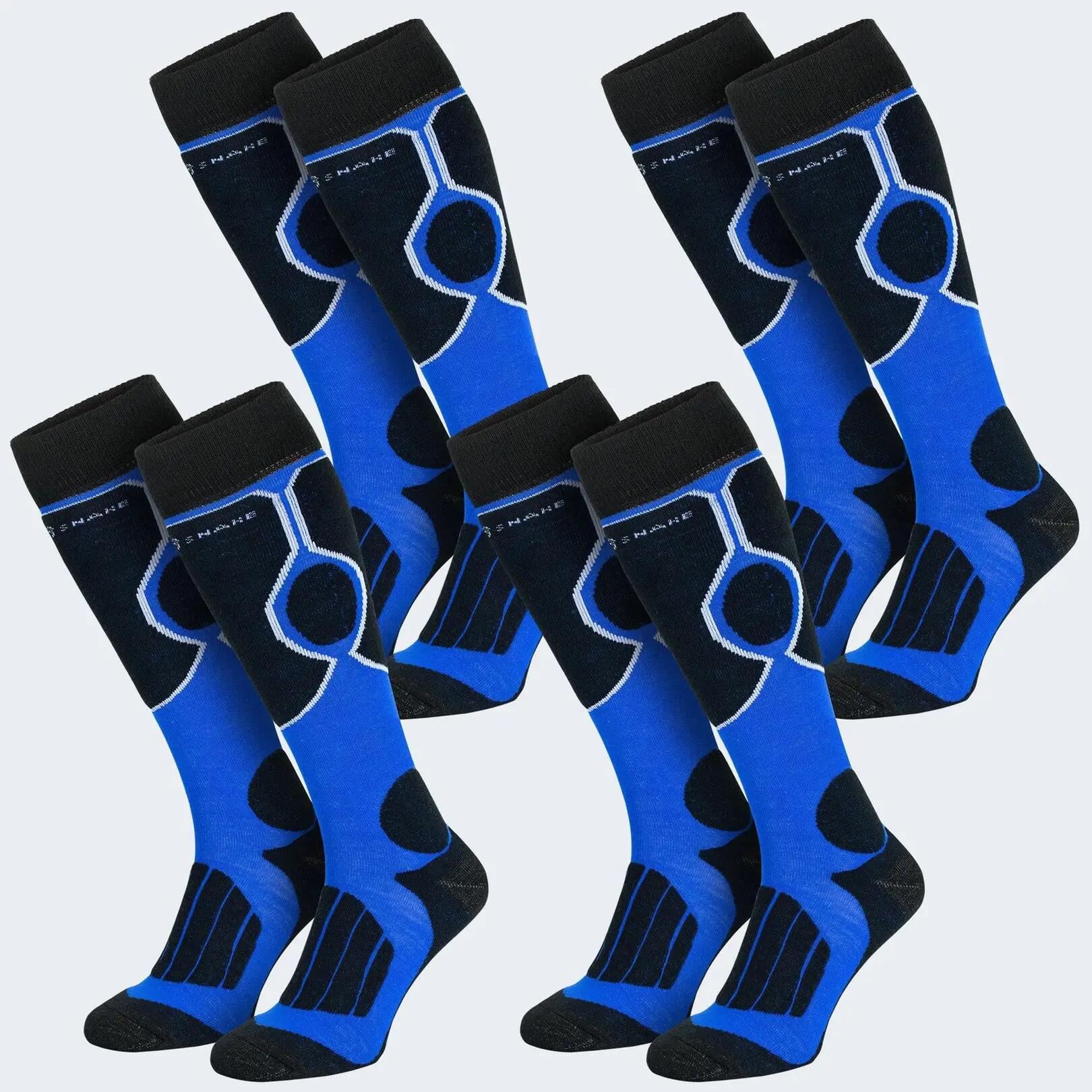 Damen Herren Skisocken kniehoch gepolstert, Wollanteil, Klimasohle, 4er Pack 3/7