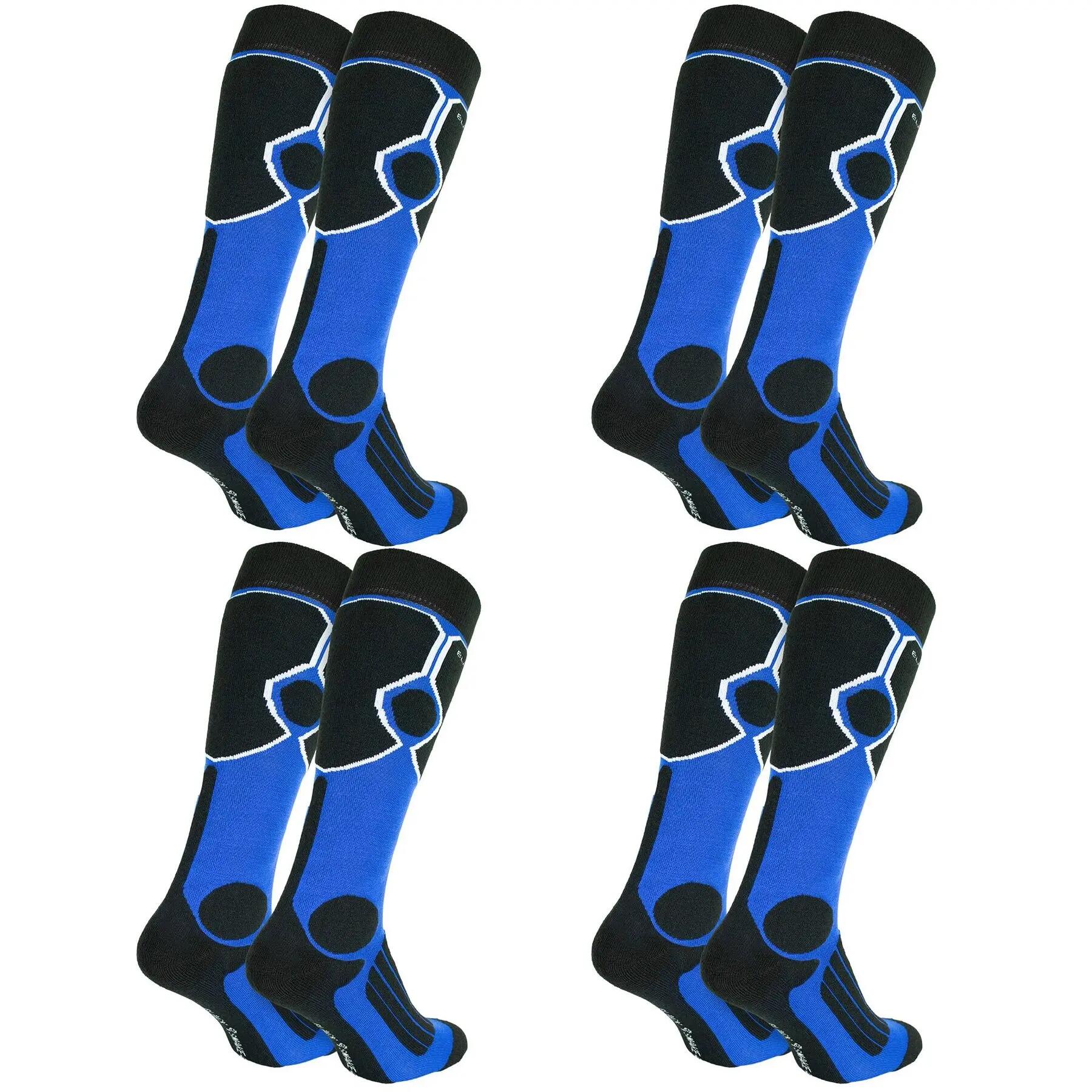 Damen Herren Skisocken kniehoch gepolstert, Wollanteil, Klimasohle, 4er Pack 2/7