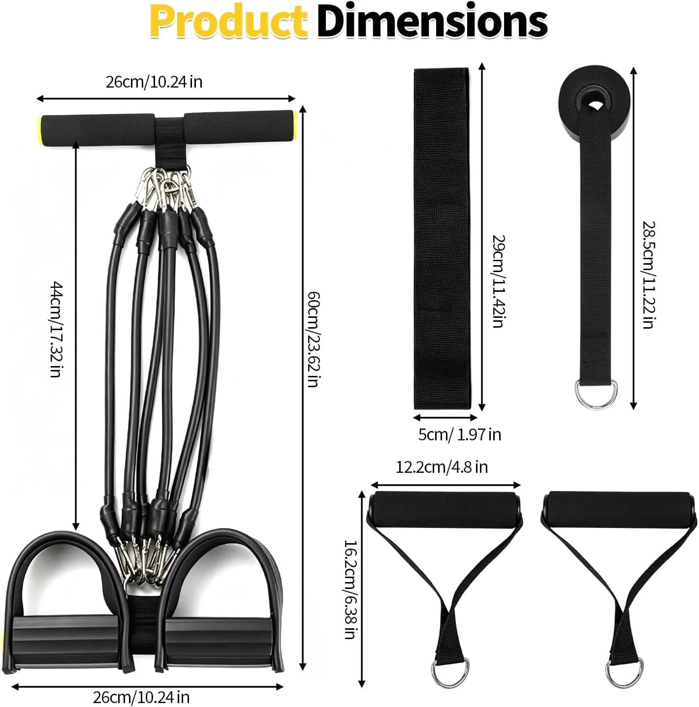 Kit d'Extenseurs Thoraciques Réglables Bande de Bande Elastique Musculation 6/6