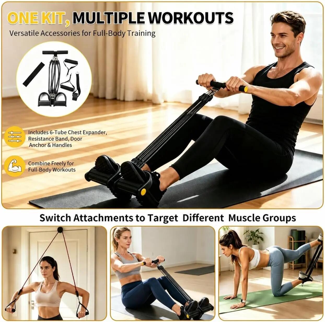 Kit d'Extenseurs Thoraciques Réglables Bande de Bande Elastique Musculation 5/6