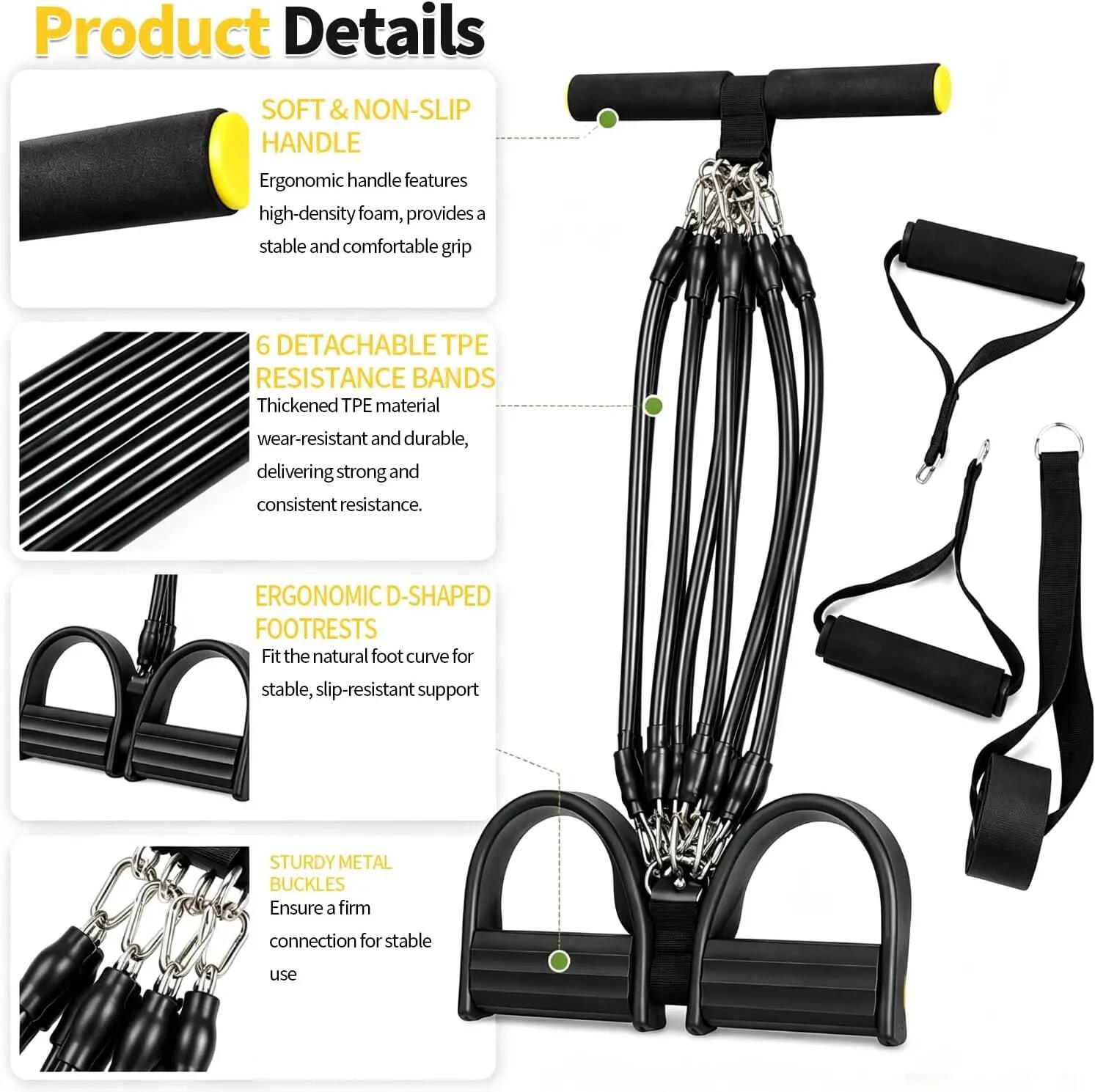 Kit d'Extenseurs Thoraciques Réglables Bande de Bande Elastique Musculation 4/6