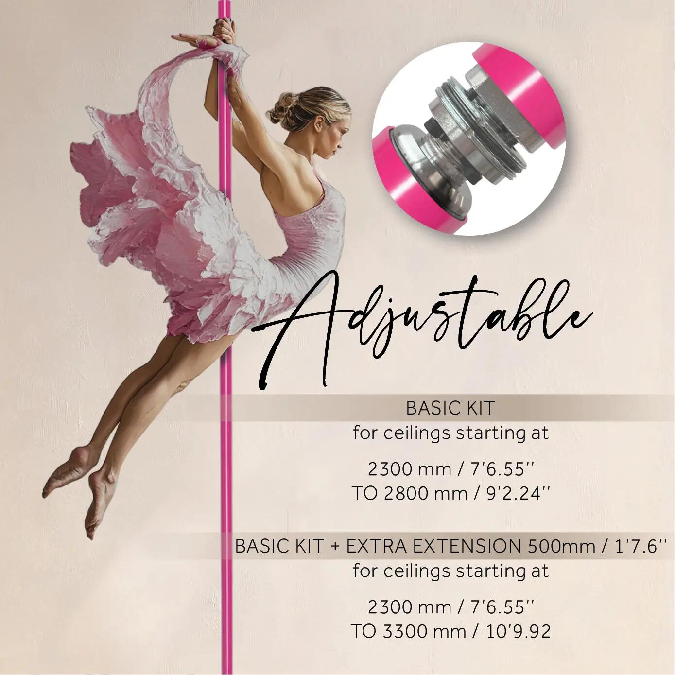 Classic G2 Standard Lock, poteau de danse portable, ROSE, 45mm 3/6