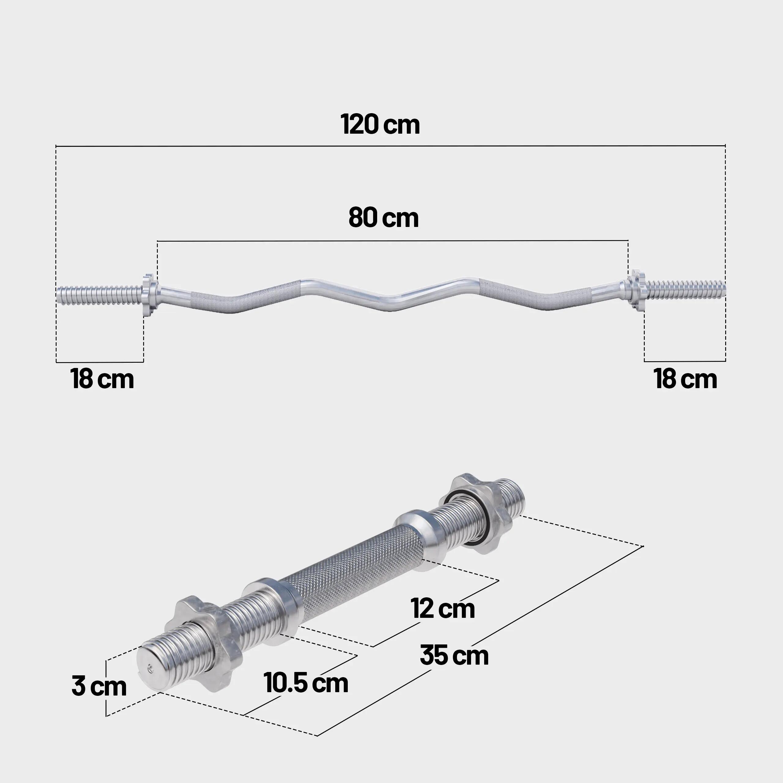 EZ curl Halterset 70 kg - Gripper Kunststof - Stang met gewichten 7/8