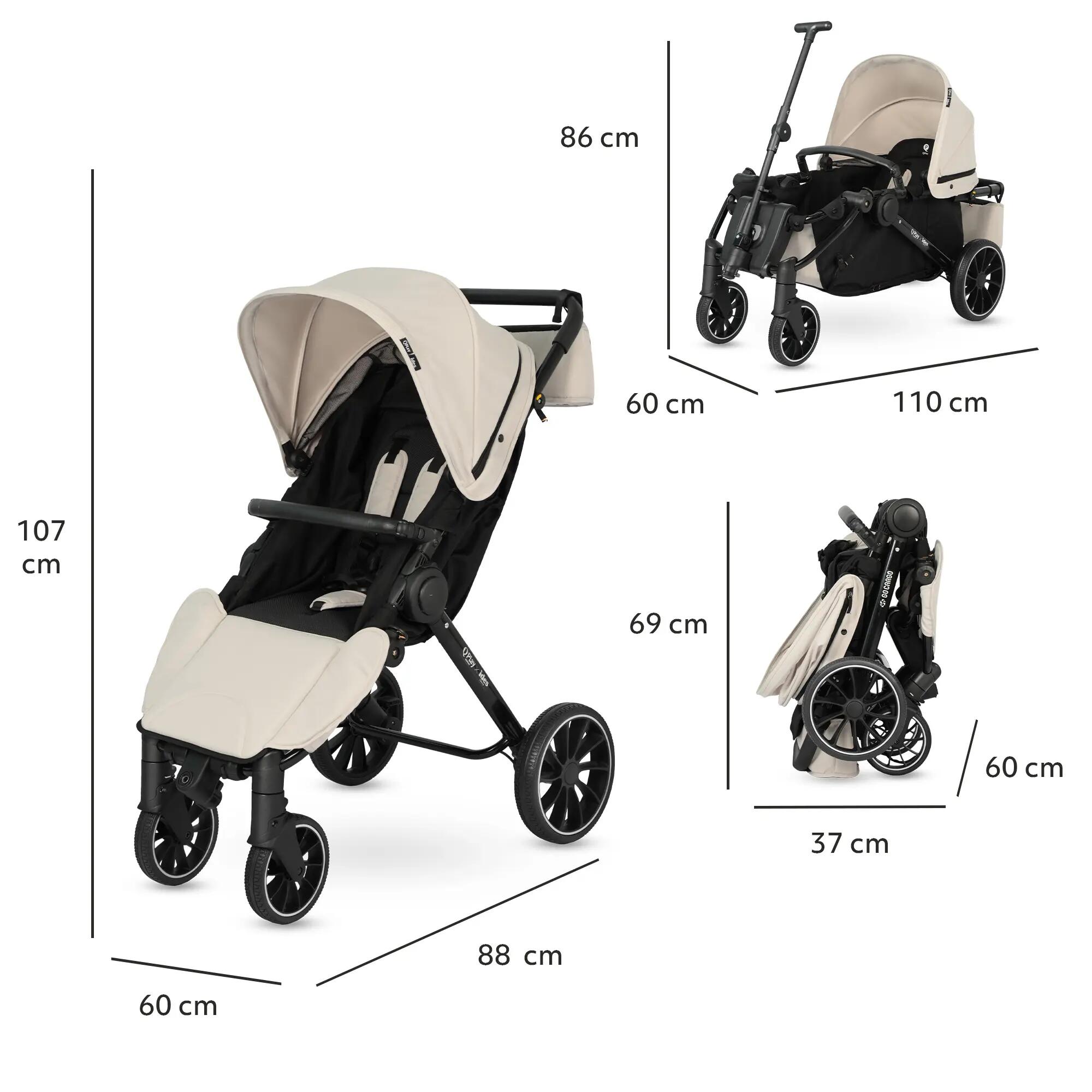Qplay Go Cargo – Poussette pliable & chariot - Beige 7/7
