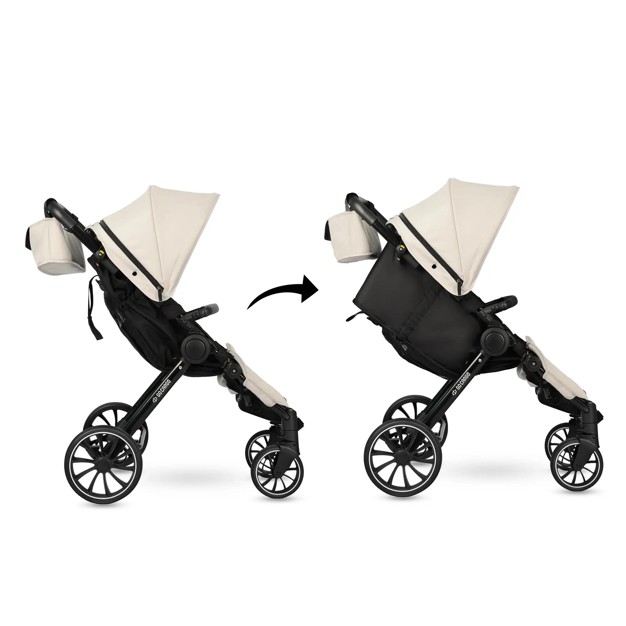 Qplay Go Cargo – Poussette pliable & chariot - Beige 4/7