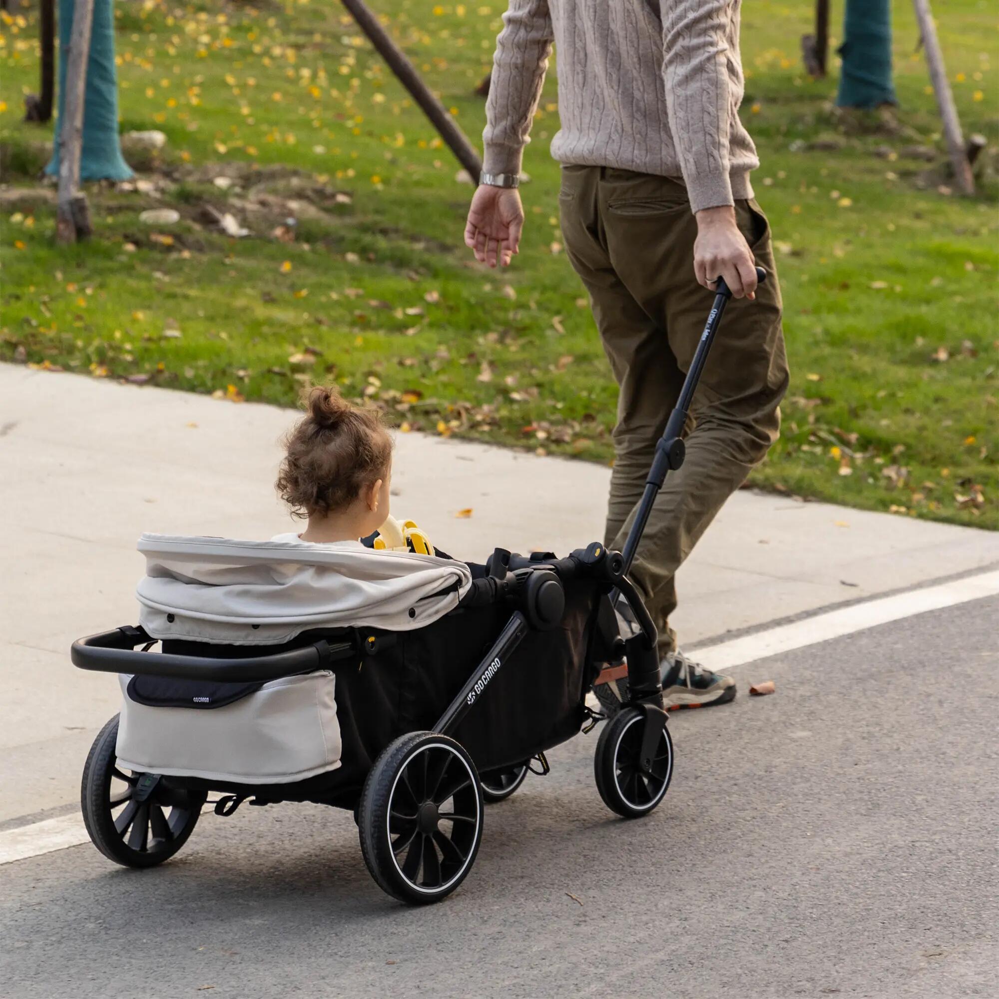 Qplay Go Cargo – Poussette pliable & chariot - Beige 3/7