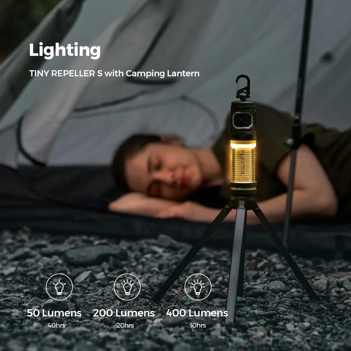 Flextail Tiny Repel S 2-in-1 Muggenverjager met Campinglamp – 400 Lumen – Zwart 14/14