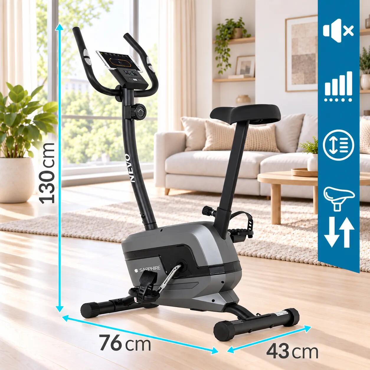 Rower stacjonarny magnetyczny Sapphire SG-430B Nevo koło 8kg pomiar pulsu 4/10
