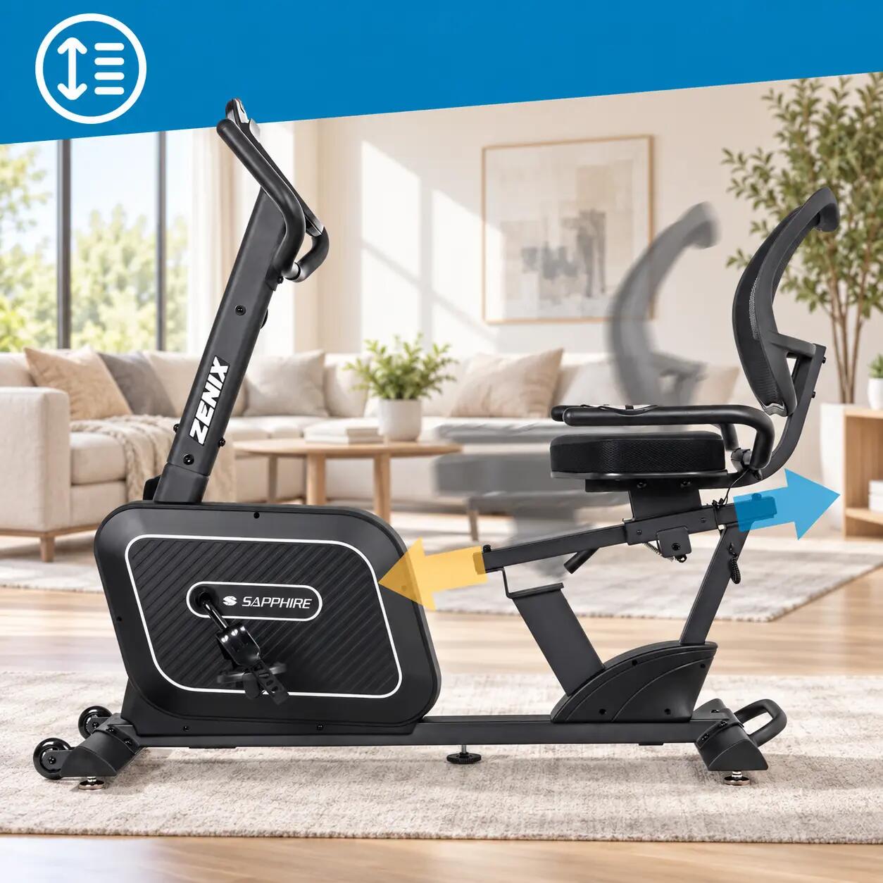 Rower magnetyczny poziomy Sapphire SG-7050RB Zenix Aplikacje Bluetooth koło 8 kg 2/14