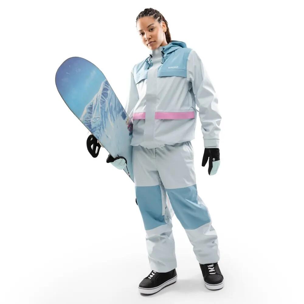 Dames oversized snowboardbroek P4-W Yama Light Blue Blauw 3/8