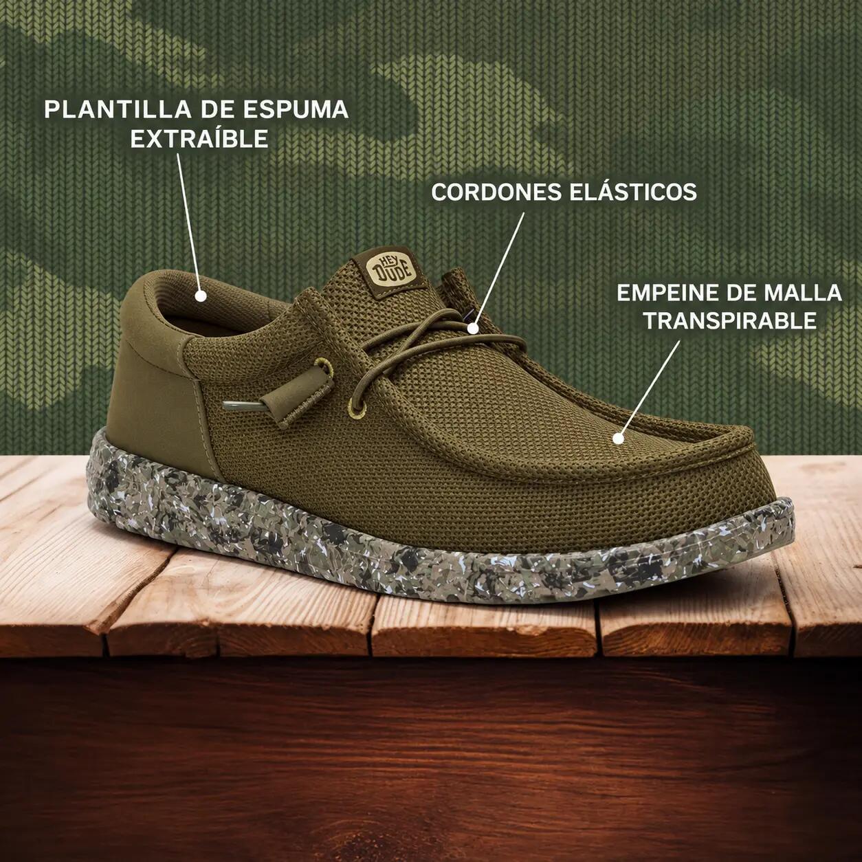 Zapatillas casuales - Hombre - Malla y Easy-on - WALLY FUNK - Verde oliva 3/5