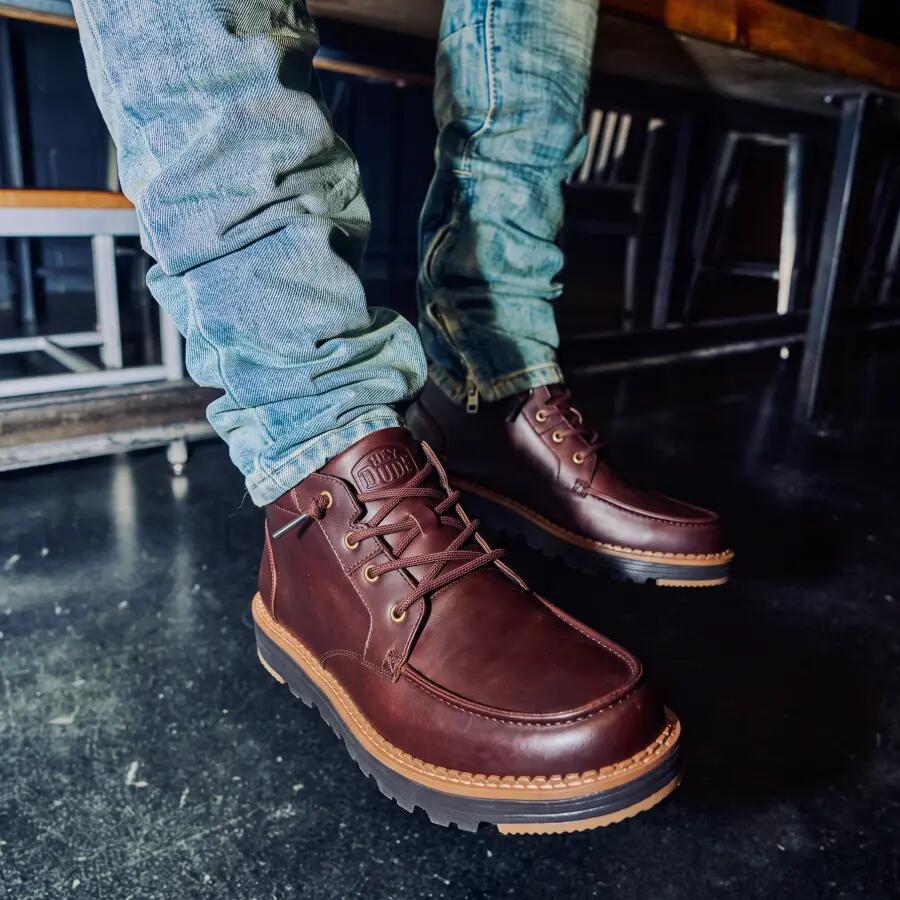 Botas - Hombre - Piel, cordones elásticos, suela ligera - Flint - Marrón cobrizo 3/5