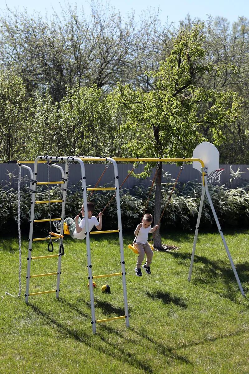 Dětské Zahradní Hřiště Sestava Kovová 2 Houpačky Akrobata 5/7