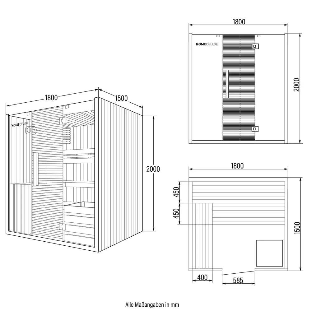 Sauna traditionnel OMAHA - 180 x 150 cm pour 4 personnes 8/8