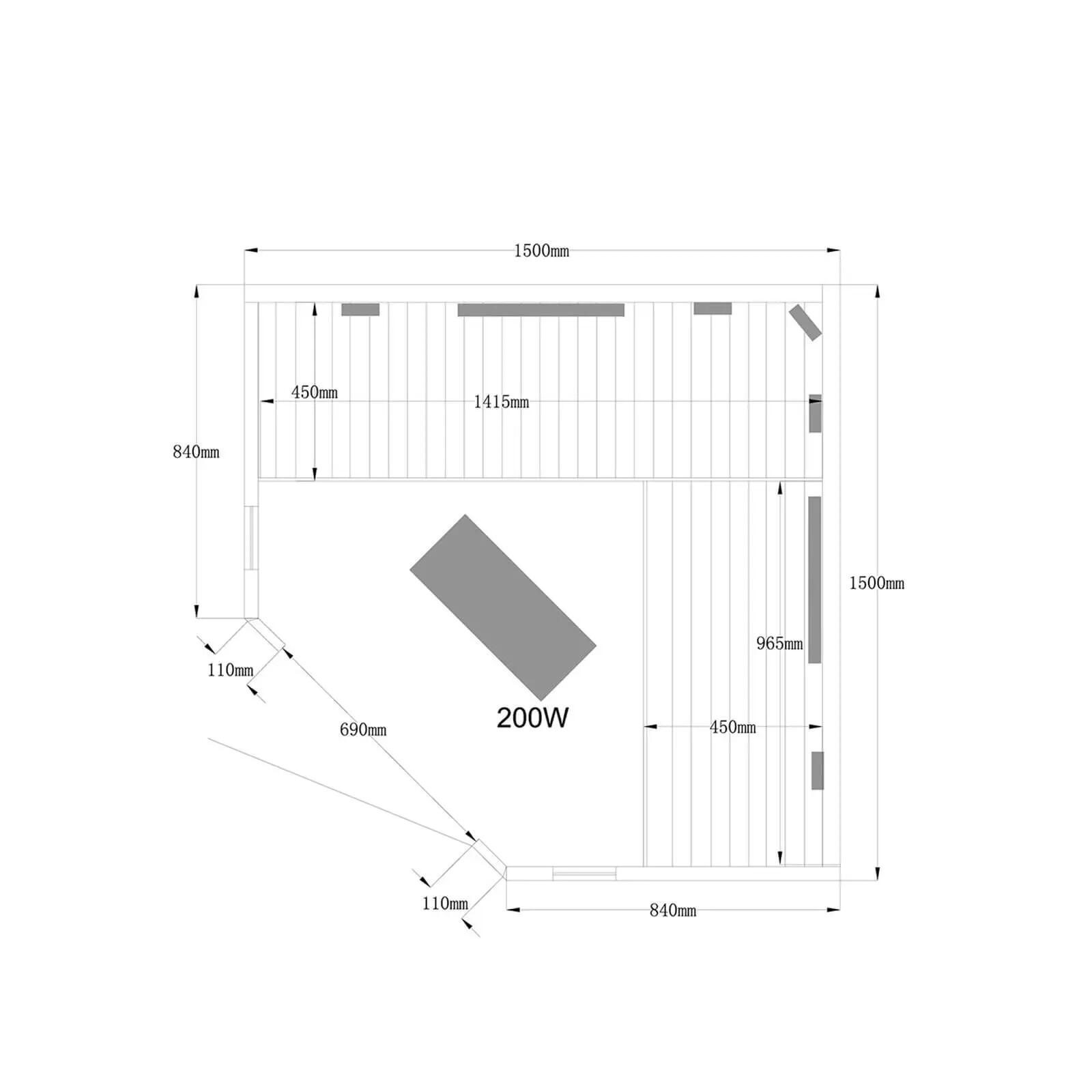 Cabine infrarouge REDSUN DELUXE XXL - 150 x 150 cm pour 4 personnes 12/12