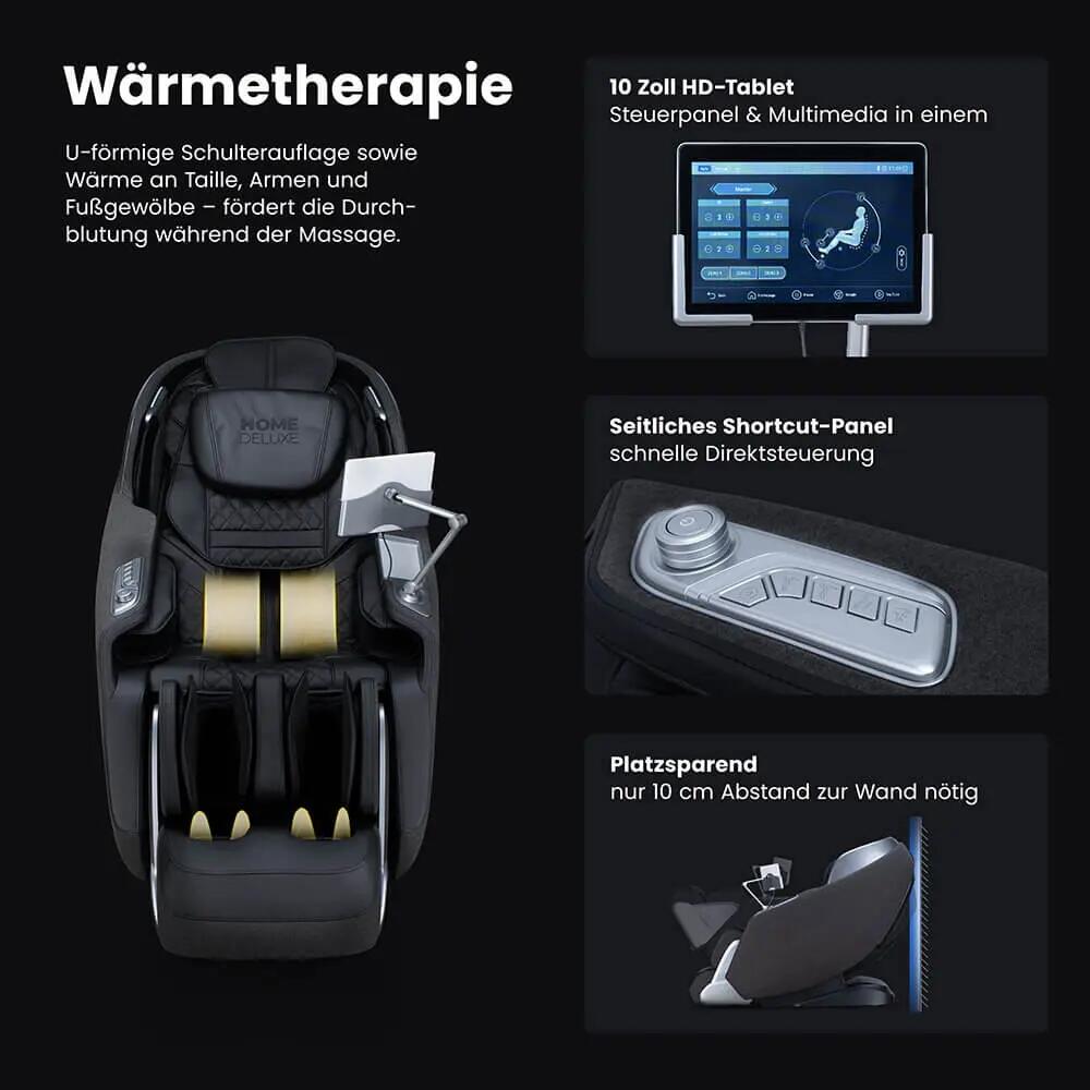 HOME DELUXE massagestoel ALVINA met premium geweven bekleding - zwart 9/12