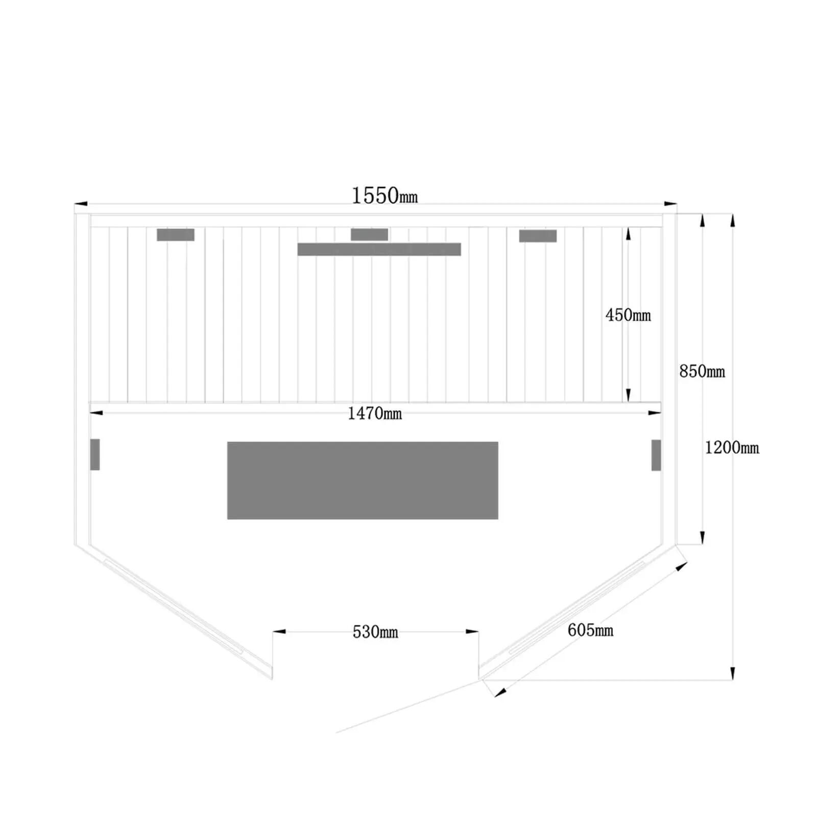 Kabina na podczerwień REDSUN DELUXE XL - 155 x 120 cm dla 3 osób 12/12