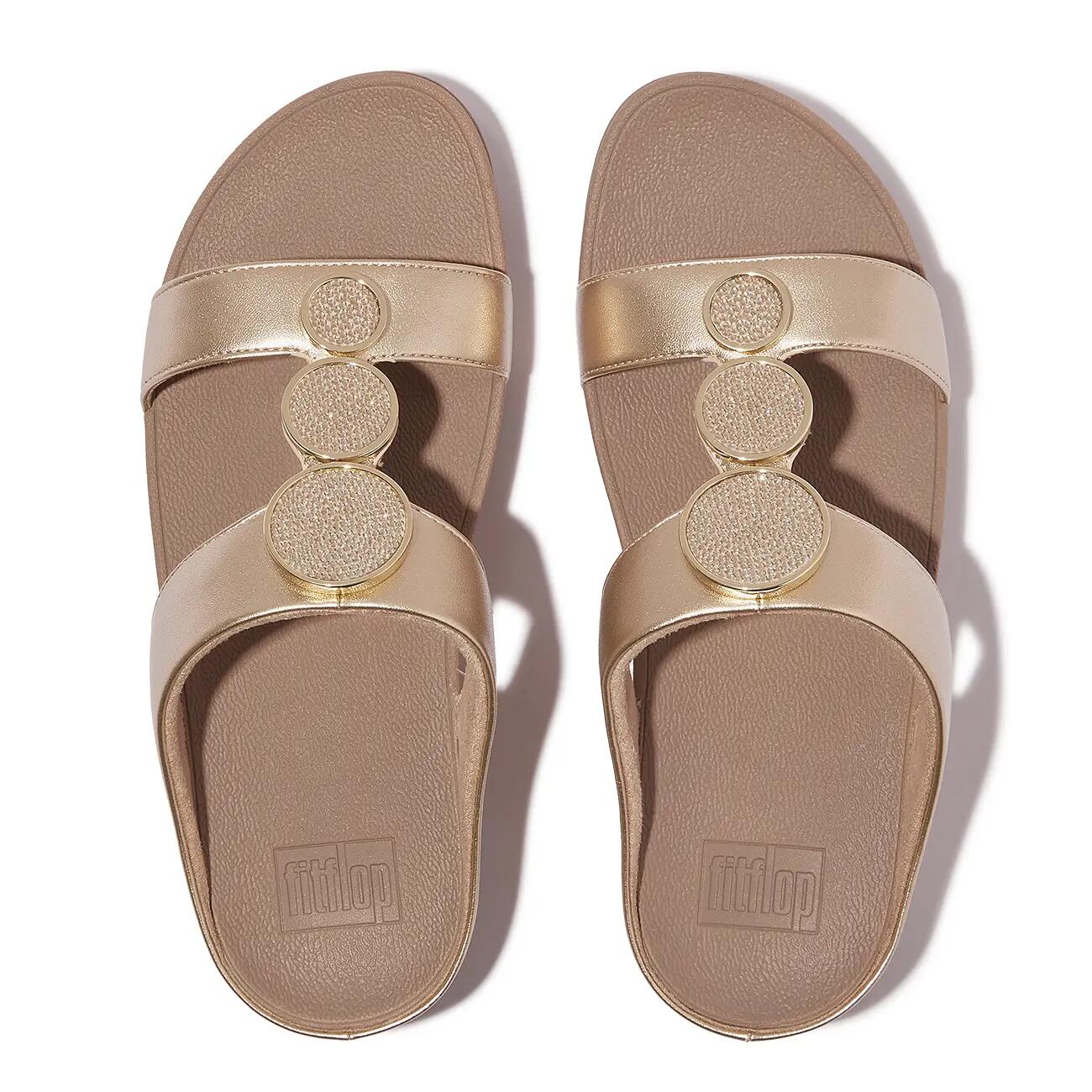 Sandalen für Damen Fitflop Halo Perlenkreis Gold 5/7