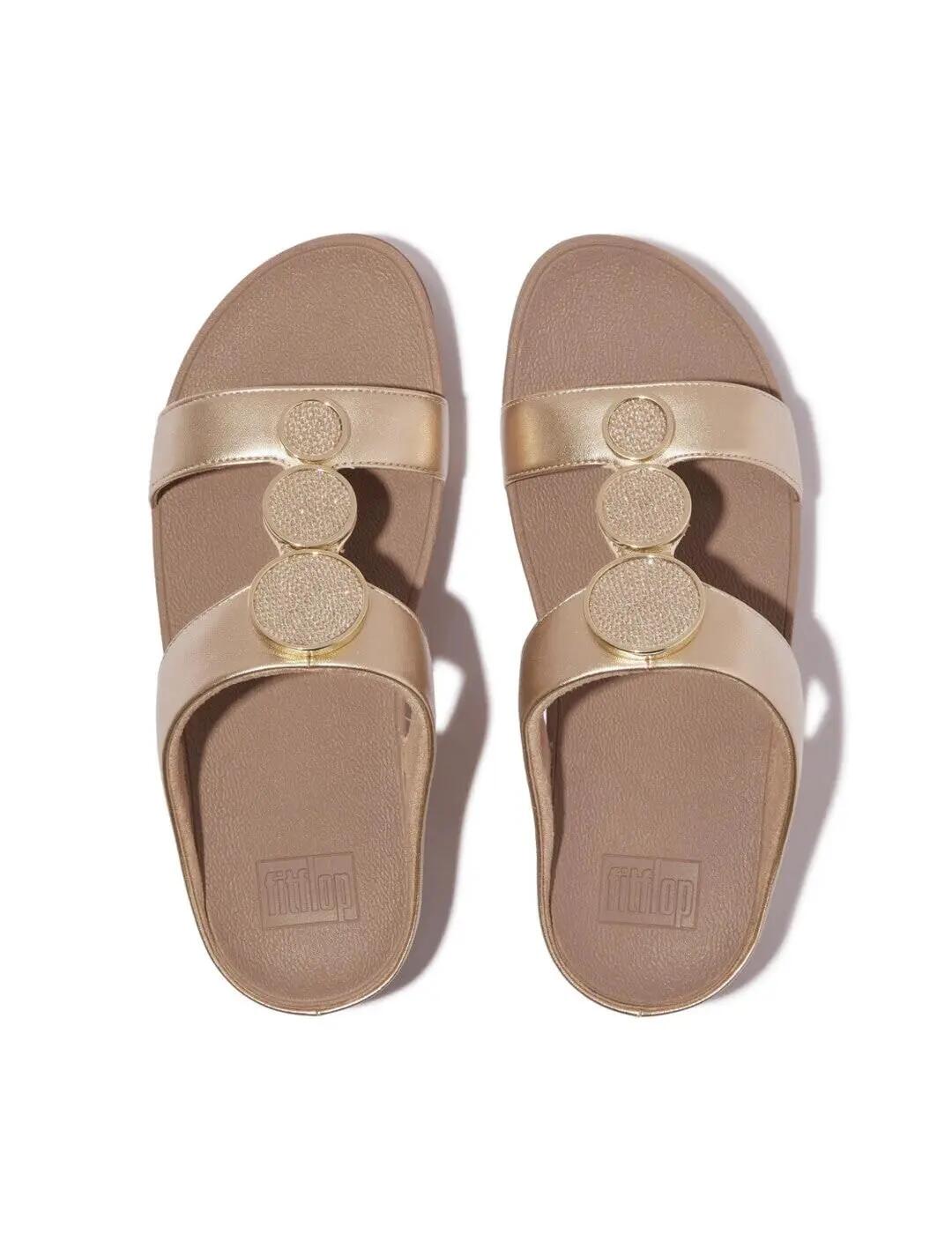 Sandalen für Damen Fitflop Halo Perlenkreis Gold 2/7