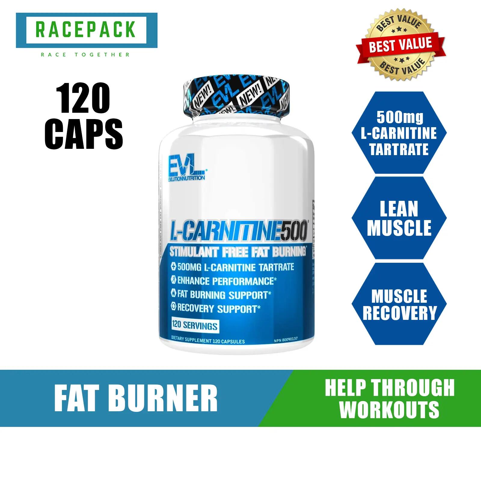 evl l carnitine 500 EVLution Nutrition L-Carnitine 120 Caps one capsule daily