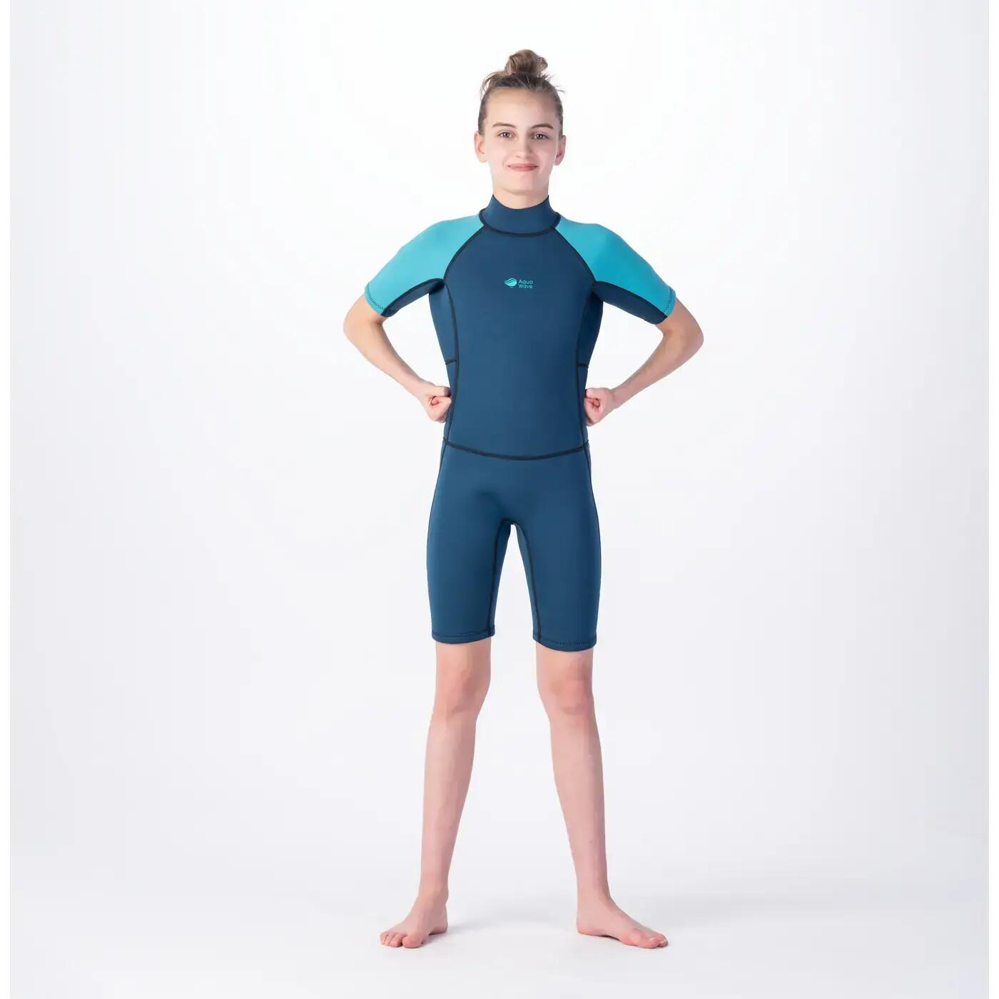 "Surfo" Neoprenanzug für , Schwimmen Kinder Dunkles Marineblau/Blau 5/7