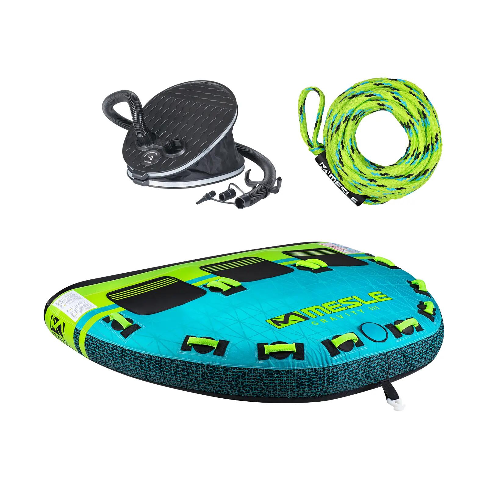 Pack Bouée Tractée Gravity avec Corde & Pompe 3 Personnes Gonflable Bateau 1/6