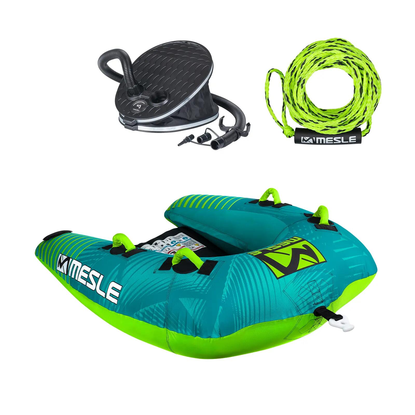 Pack Bouée Tractée Wakester avec Corde & Pompe 1 - 2 Places Gonflable Bateau 1/4
