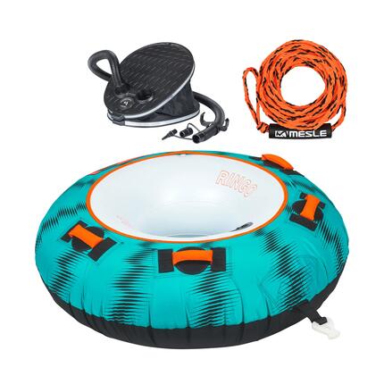Pack Bouée Tractable Ringo avec Corde & Pompe 1 Place Gonflable Bateau & Jetski