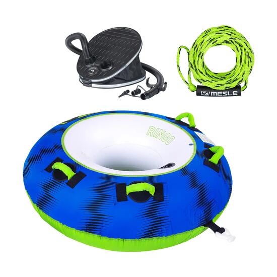 Pack Bouée Tractable Ringo avec Corde & Pompe 1 Place Gonflable Bateau & Jetski