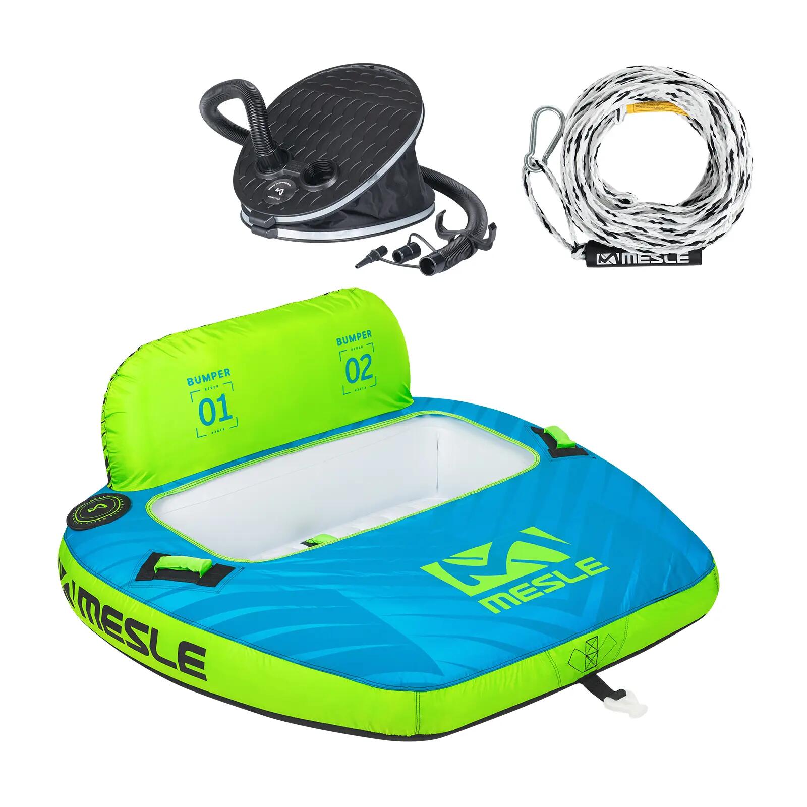Funtube Bumper Met Lijn en Pomp 1 Persoon Band Achter Boot Sleepring Blauw 1/5
