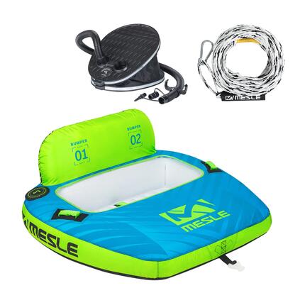 Bouée Tractable Bumper avec Corde & Pompe 2 Places Gonflable Bateau & Jet Ski