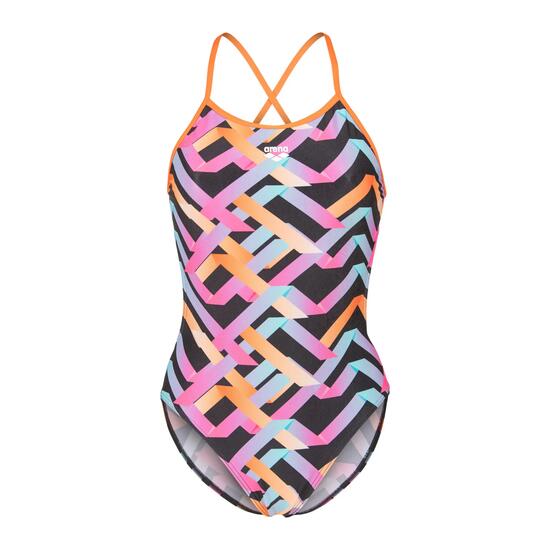 Maillot de bain Arena Texture Tie Back Femme Multicolor Noir Orange