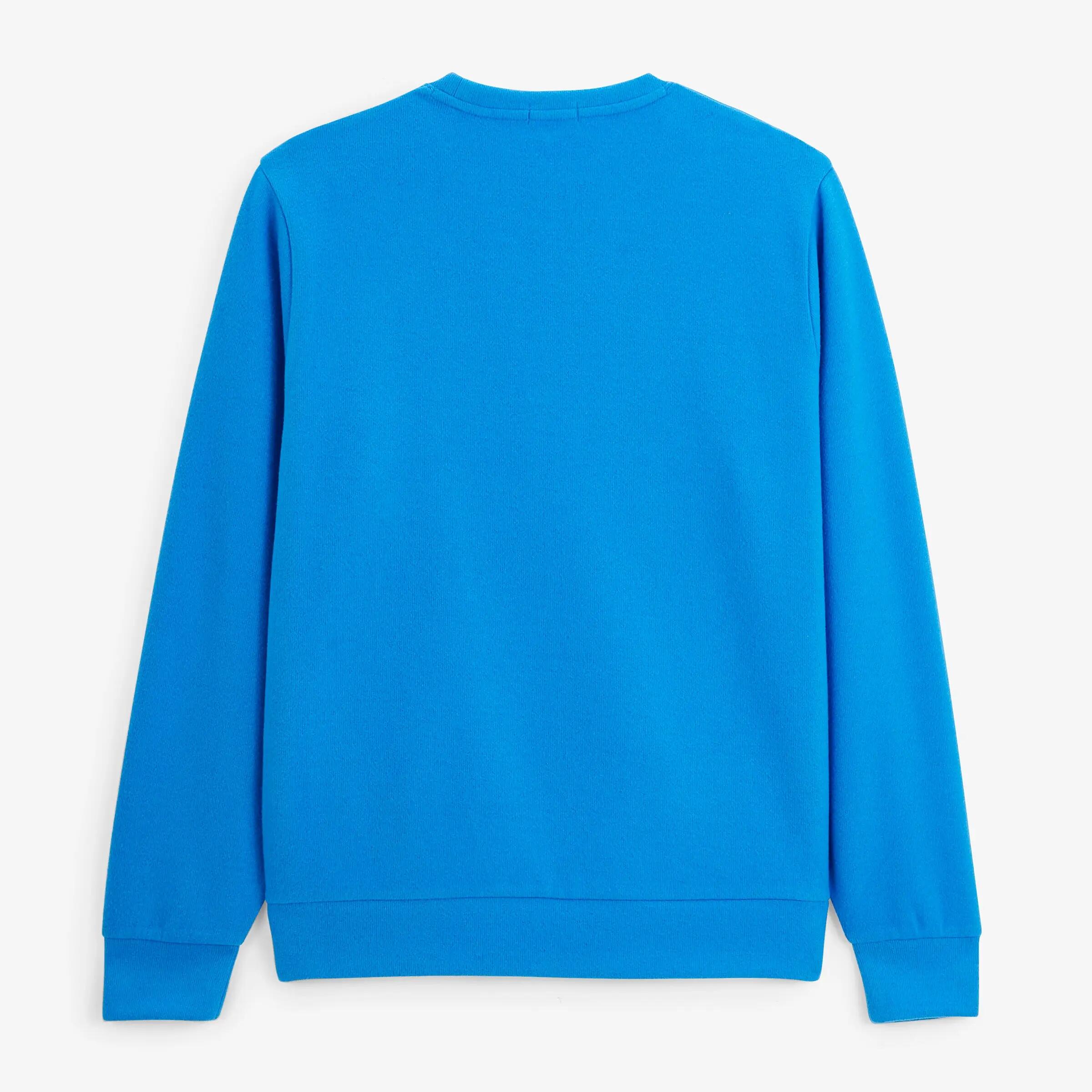 Sweat col rond 100% coton suédé bleu 3/6
