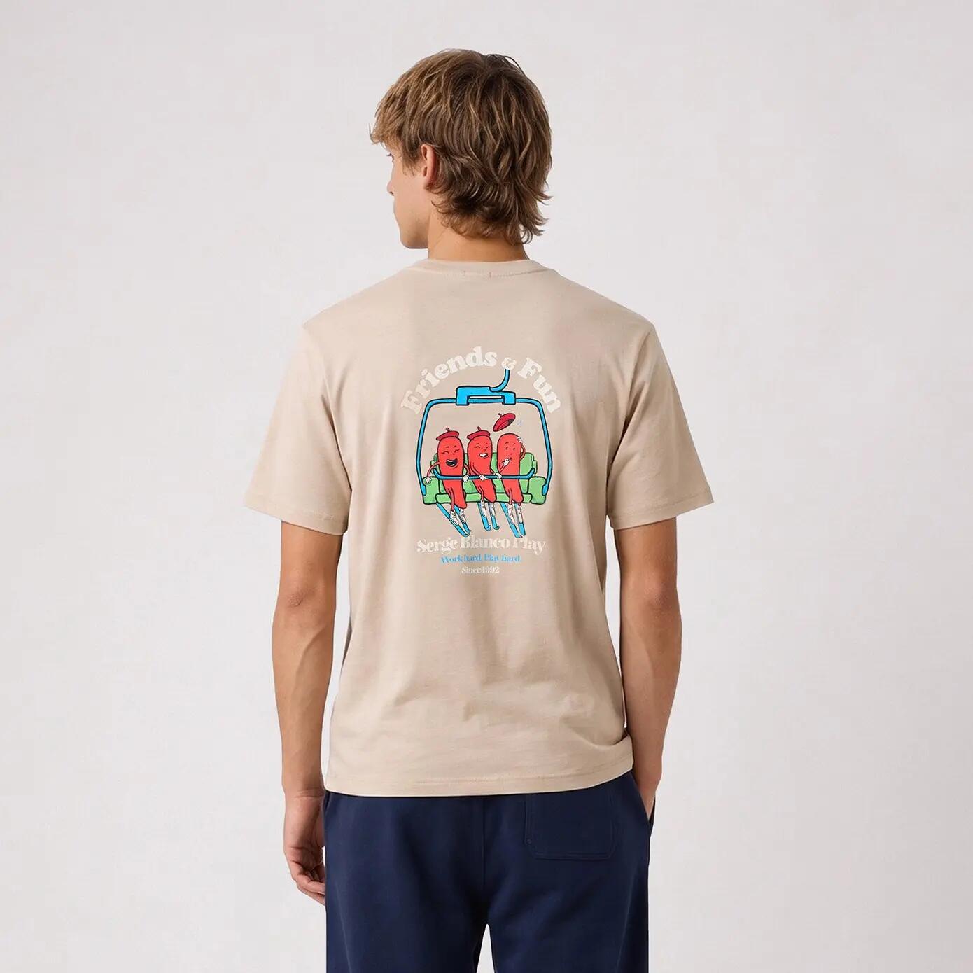 T-shirt manches courtes coton beige sable Friends & Fun SBPLAY 2/6