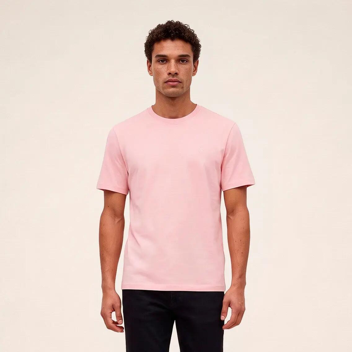 T-shirt manches courtes col rond 100% coton rose Théo 2/6