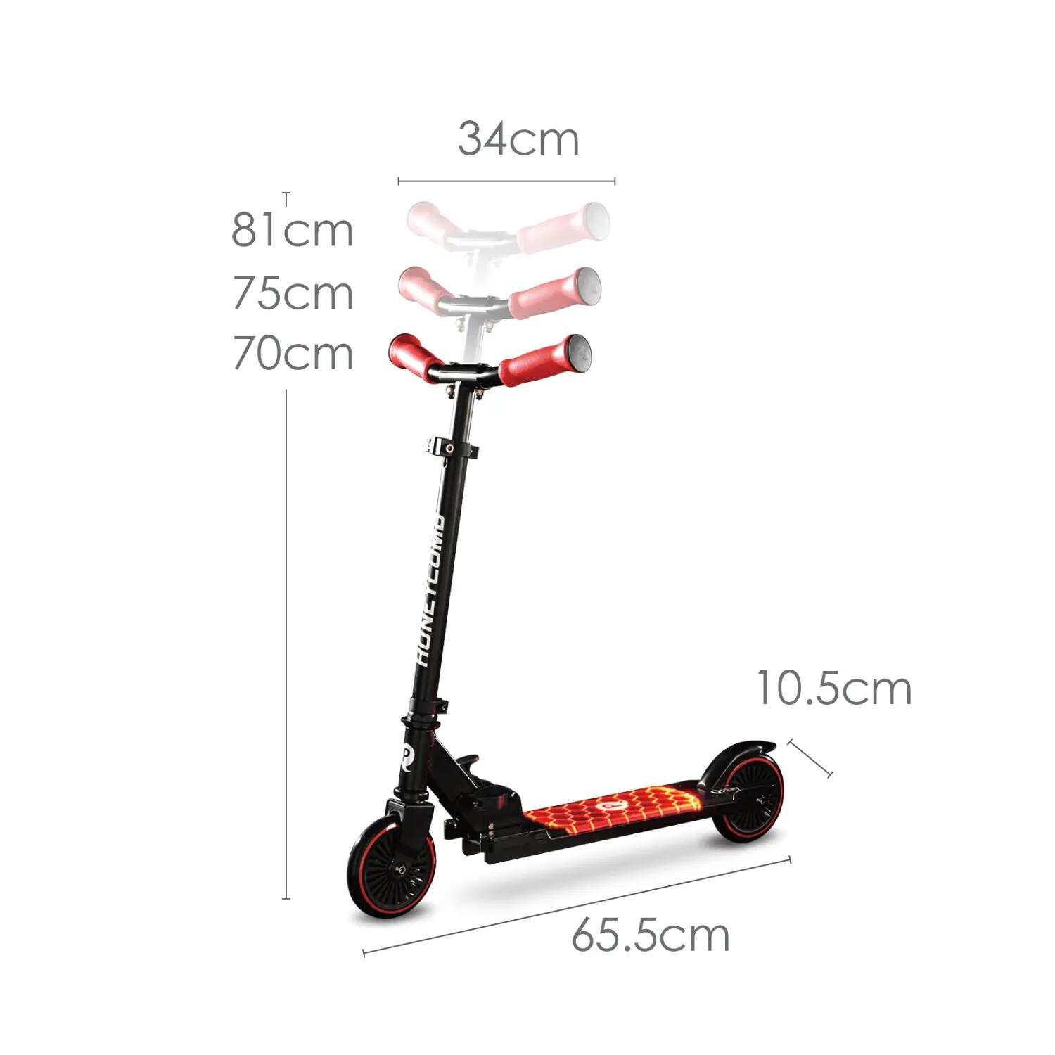Qplay Honeycomb Patinete Infantil - LED Luminoso - hasta 50 kg - Aluminio - Rojo 4/6
