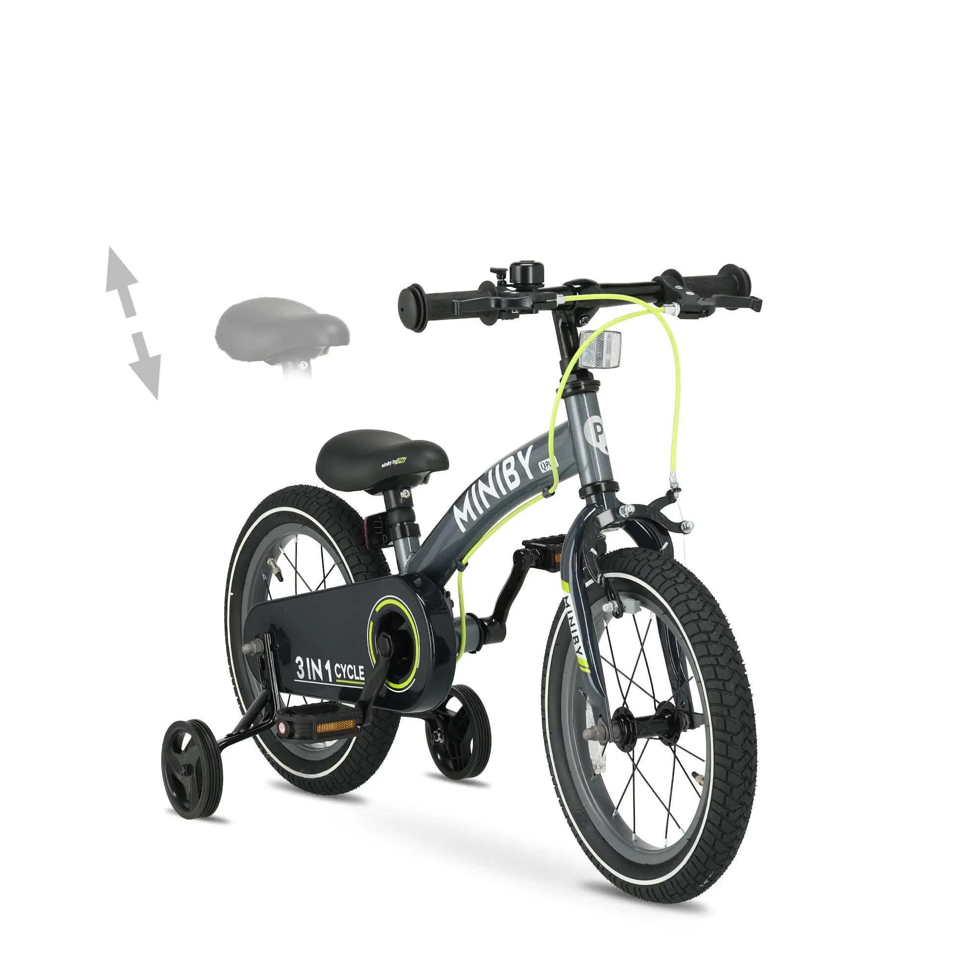 Qplay Miniby Vélo Enfant 14 pouces - 3 en 1 - draisienne - Gris 2/5
