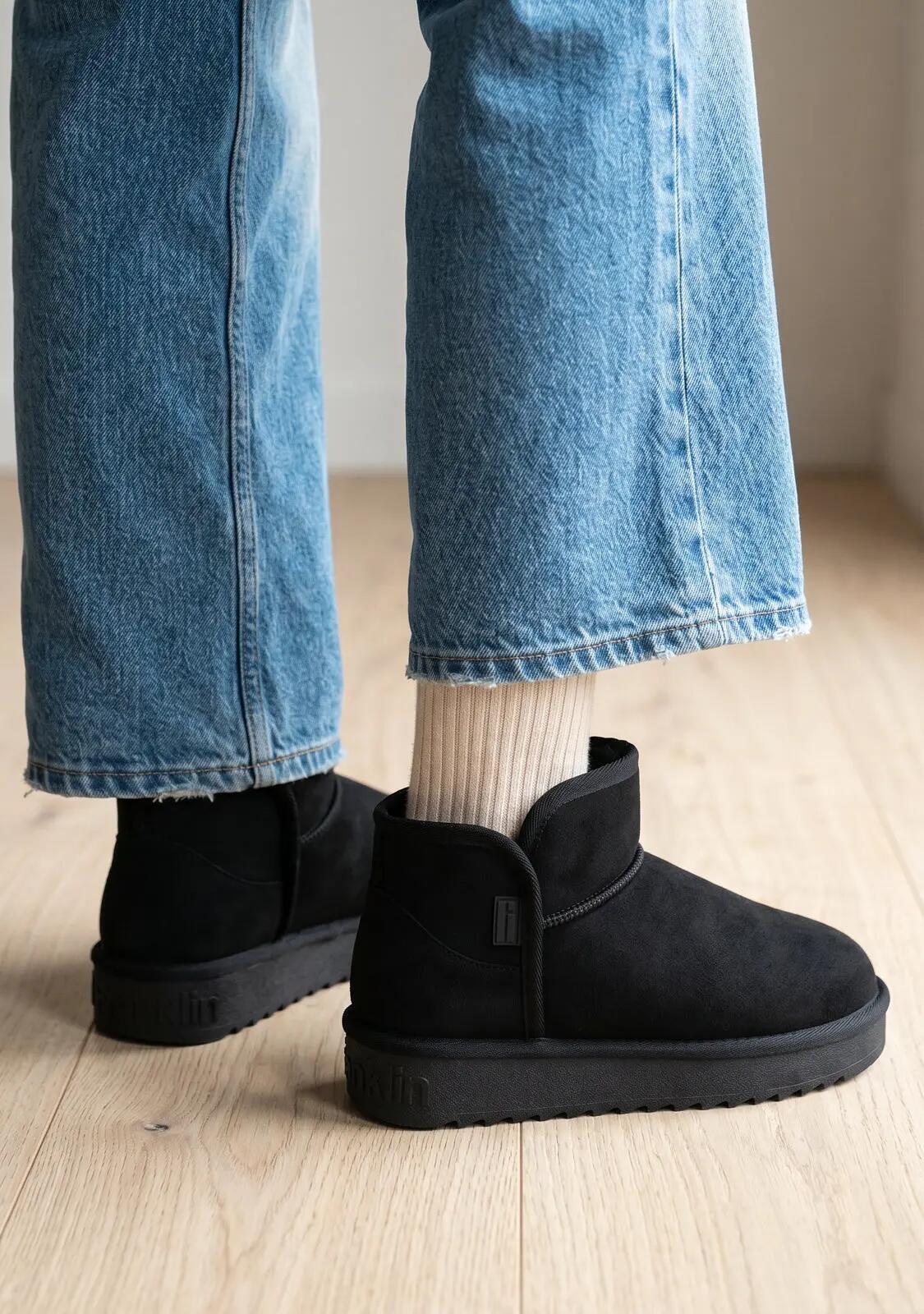 Platte Enkellaarzen Dames D.franklin Nordic Low Basic Zwart 5/6